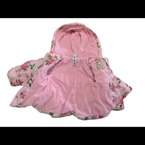 Little Me Floral Pink Puffer Baby Jacket - Picture 3 of 5
